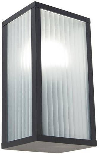 QAZQA Smart buiten wandlamp zwart met ribbel glas incl. Wifi A60