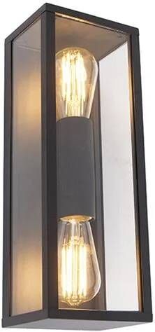 QAZQA Smart wandlamp zwart 38 cm 2-lichts IP44 incl. Wifi ST64 - Foto 2