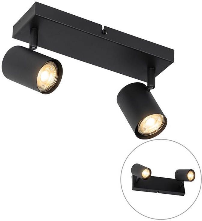 QAZQA Moderne plafondlamp zwart 2-lichts verstelbaar rechthoekig
