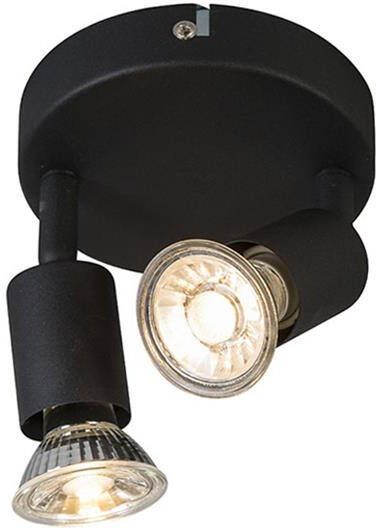 QAZQA Industriële spot zwart kantelbaar rond 2-lichts Jeany