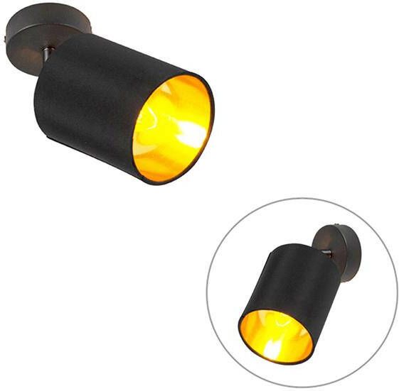 QAZQA Moderne opbouwspot zwart kantelbaar Lofty