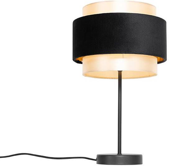 QAZQA Moderne tafellamp zwart met goud Elif