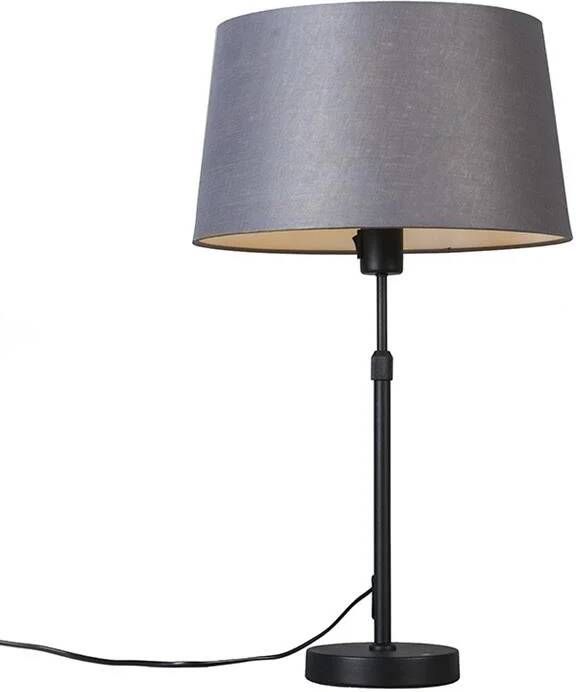 QAZQA Tafellamp zwart met kap grijs 35 cm verstelbaar Parte