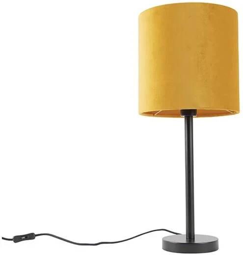QAZQA Art Deco tafellamp zwart met gele kap 25 cm Simplo