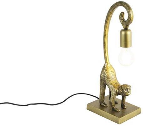 QAZQA Vintage tafellamp messing Animal Aap Hale