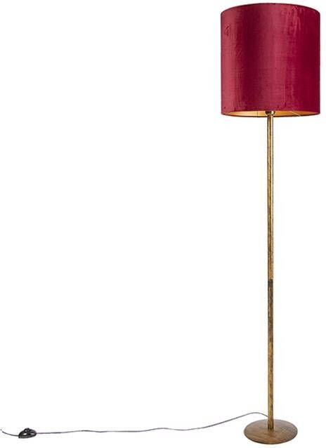 QAZQA Vintage vloerlamp goud met rode kap 40 cm Simplo - Foto 1