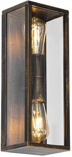 QAZQA Vintage wandlamp antiek goud 38 cm 2-lichts IP44 Charlois