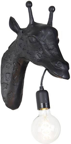 QAZQA Vintage wandlamp zwart Animal Giraf