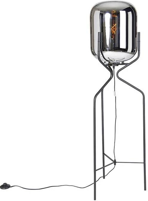 QAZQA Design vloerlamp zwart met smoke glas Bliss - Foto 1