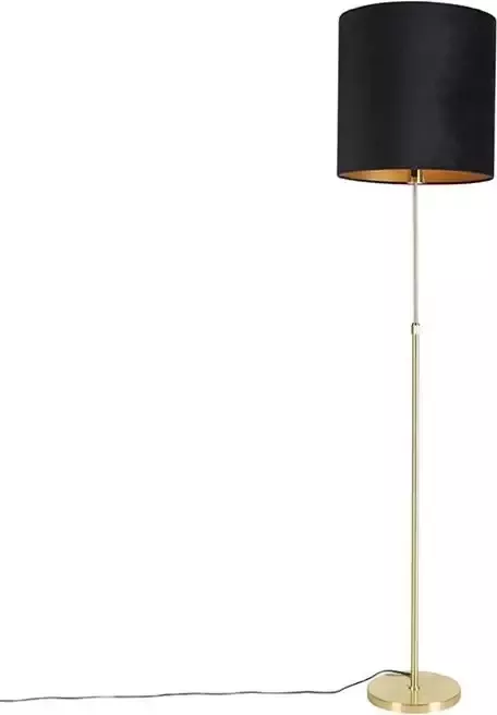 QAZQA Vloerlamp goud|messing met velours kap zwart 40|40 cm Parte