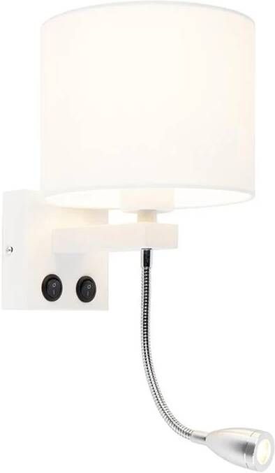 QAZQA Moderne wandlamp wit met witte kap Brescia - Foto 1