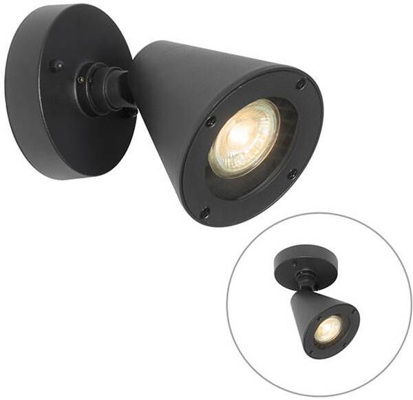 QAZQA Moderne buiten wandlamp zwart IP44 verstelbaar Ciara