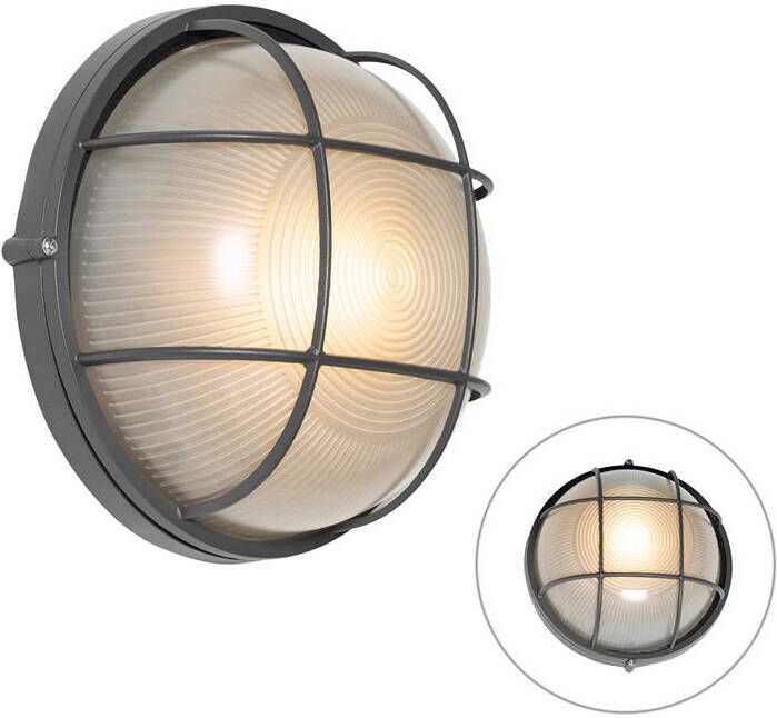QAZQA Wandlamp buiten hanneke Donkergrijs Industrieel D 25.4cm