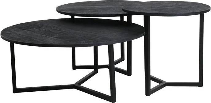 Raw Materials Vintage Mango Bijzettafel Zwart Set Van 3
