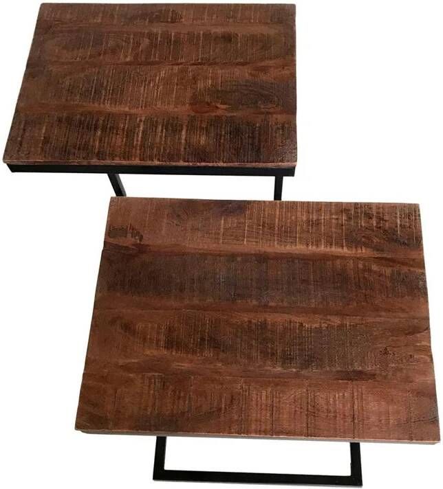 Home decorations SVJ Bijzettafel Rechthoekig 30 x 40 x 48 cm Metaal Zwart Set van 2 - Foto 3