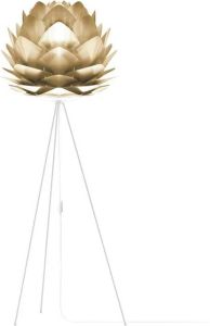 Umage Silvia Medium vloerlamp brushed brass met tripod wit Ø 50 cm