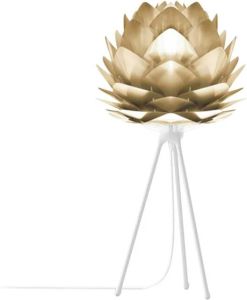 Umage Silvia Mini tafellamp brushed brass met tripod wit Ø 32 cm
