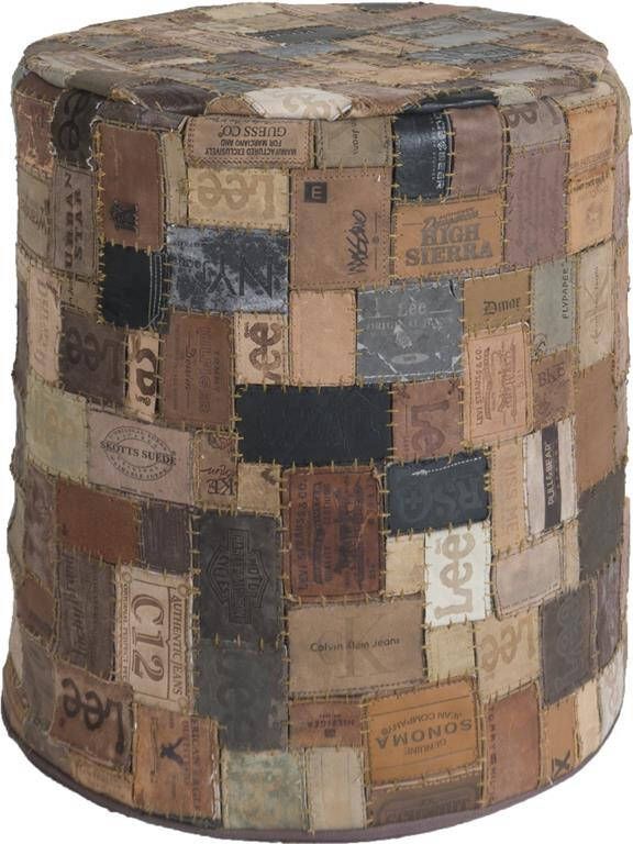 Veercarpets Poef Royal Label Rond Leer