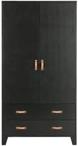 WOOOD Dian Garderobekast Grenen Zwart 180x94x40 - Foto 4