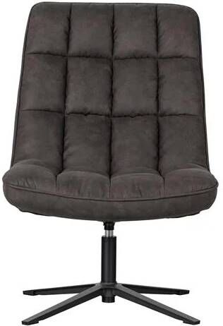 Woood Dirkje Draaifauteuil Leerlook Zwart 101x70x85