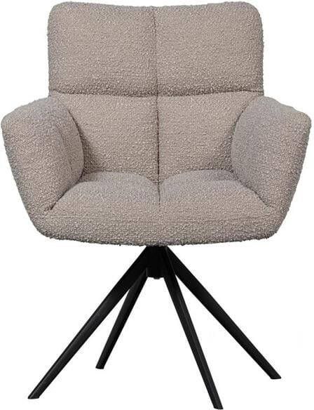 WOOOD Vinny Draaistoel met Armleuningen Bouclé Stof Zand Beige 89x70x61 cm - Foto 4