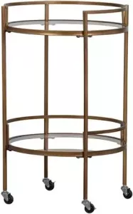 Woood Exclusive Zora Trolley Metaal Glas Antique Brass 79x50x50