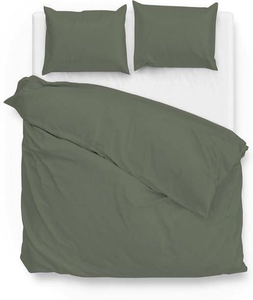 Zo!Home Zo Home Satinado Dekbedovertrekset Uni Katoen Satijn army green