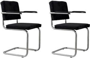 Zuiver Ridge Rib Stoel met armleuningen (Set van 2)