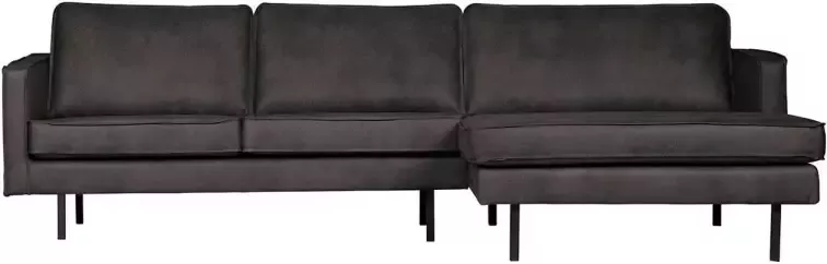 BePureHome Rodeo Chaise Longue Rechts Leer Zwart 85x300x86