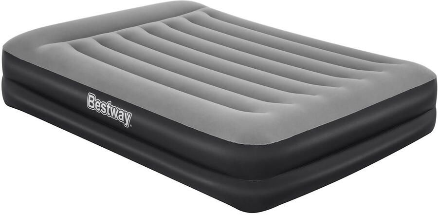 Bestway Luchtbed 2 Persoons Luchtmatras 203 x 152 x 46 cm met Ingebouwde Pomp en Leegloopventiel Tritech Materiaal Behoud zijn Vorm Kampeer Accessoires Zwart Grijs - Foto 2