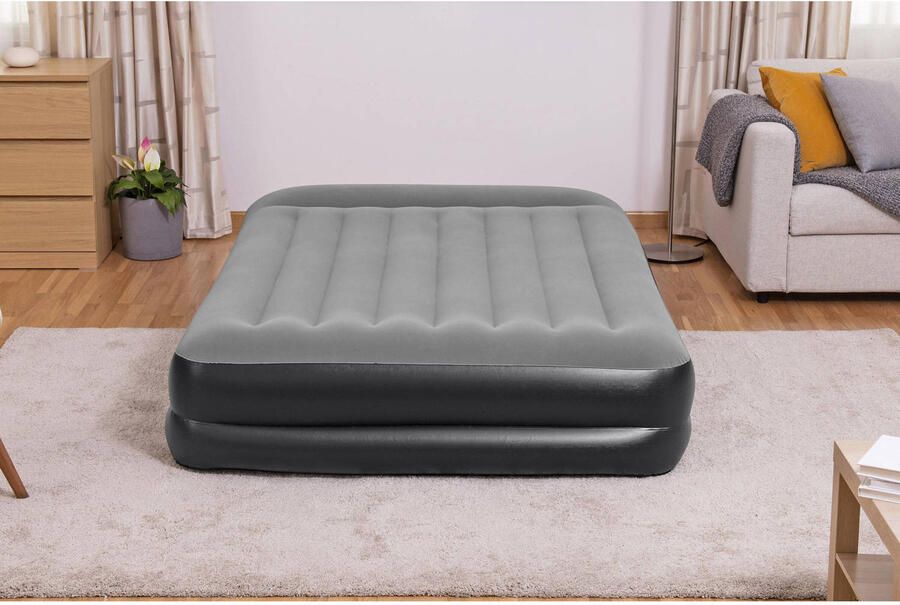 Bestway Luchtbed 2 Persoons Luchtmatras 203 x 152 x 46 cm met Ingebouwde Pomp en Leegloopventiel Tritech Materiaal Behoud zijn Vorm Kampeer Accessoires Zwart Grijs - Foto 3