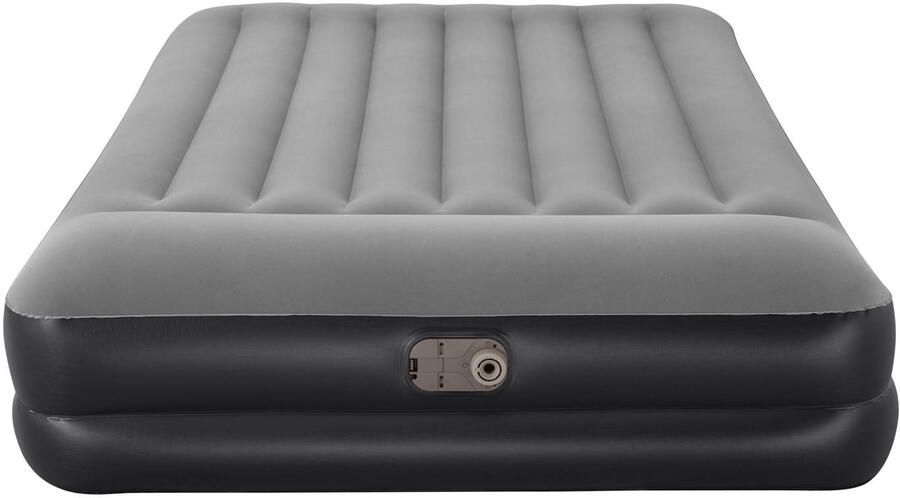 Bestway Luchtbed 2 Persoons Luchtmatras 203 x 152 x 46 cm met Ingebouwde Pomp en Leegloopventiel Tritech Materiaal Behoud zijn Vorm Kampeer Accessoires Zwart Grijs - Foto 4
