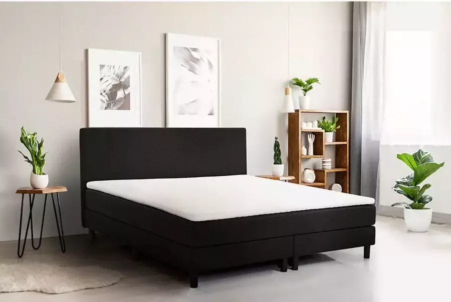 Beter Bed Basic Beter Bed Cisano Complete Boxspring met Gestoffeerd Matras 120x200 cm Zwart - Foto 1