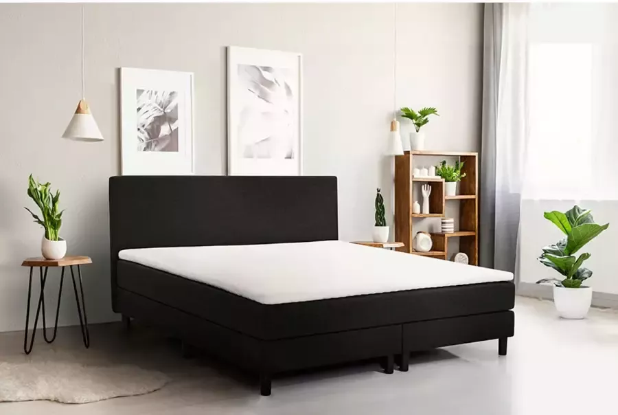 Beter Bed Basic Beter Bed Cisano Complete Boxspring met Gestoffeerd Matras 160x200 cm Zwart - Foto 1