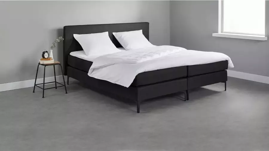 Beter Bed Basic Beter Bed Complete Boxspring Oxford met Gestoffeerd Matras 160x200 Zwart