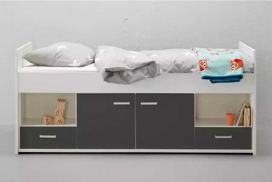Beter Bed Basic Kajuitbed Jesse hoog 90 x 200 cm wit donkergrijs - Foto 3