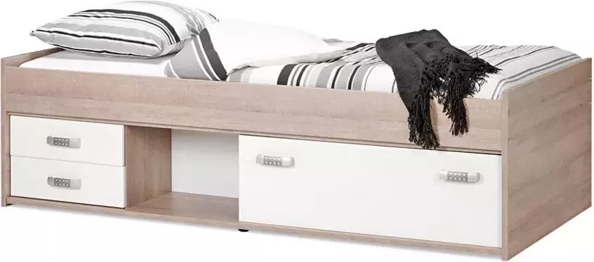 Maxi Beter Bed Basic Kajuitbed Pep Kinderbed met opbergladen 90x200cm Eiken Wit - Foto 1