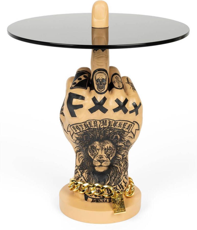 Bold Monkey Fother Mucker bijzettafel leeuw Beige}