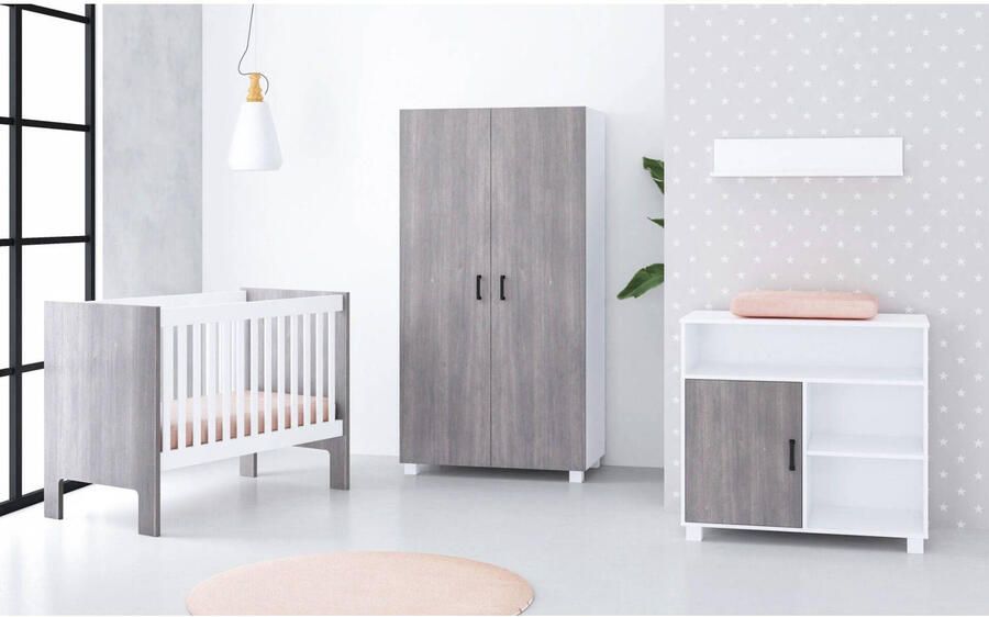 Cabino Babykamer Fresno White Grey (3-delig) - Foto 1