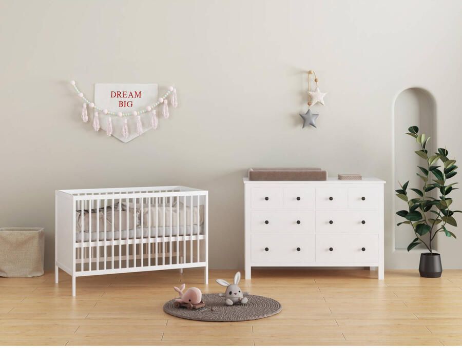 Cabino Babykamer Wit 2 Delig Baby Bed Lola + Commode Bretagne - Foto 3