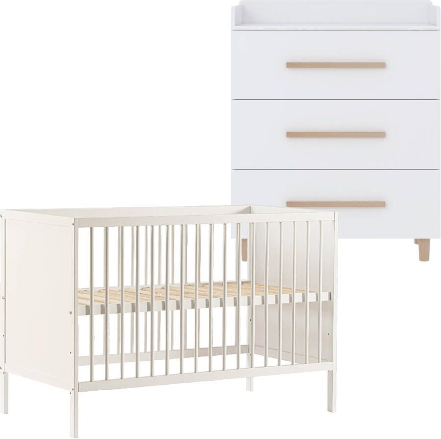 Cabino Babykamer Wit 2 Delig Baby Bed Lola + Commode Stockholm - Foto 3