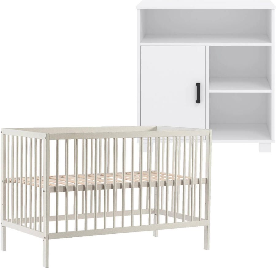 Cabino Babykamer Wit 2 Delig Baby Bed Mees + Commode Mila - Foto 3