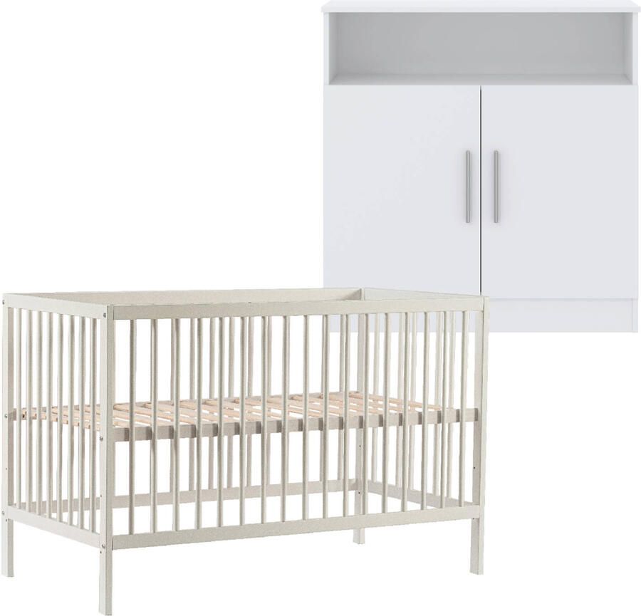 Cabino Babykamer Wit 2 Delig Baby Bed Mees + Commode Texas - Foto 3