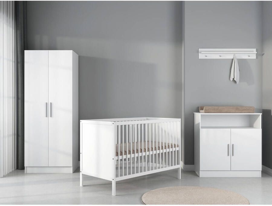 Cabino Babykamer Wit 3 Delig Baby Bed Lola + Commode Texas + Kledingkast Texas - Foto 3