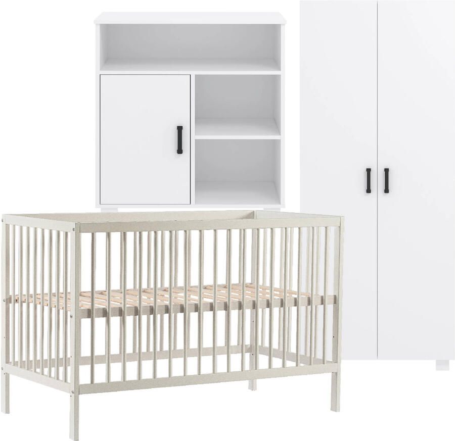 Cabino Babykamer Wit 3 Delig Baby Bed Mees + Commode Mila + Kledingkast Mila - Foto 3