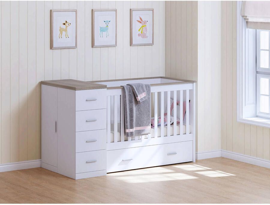 Cabino Combi Ledikant Memphis Wit Grijs