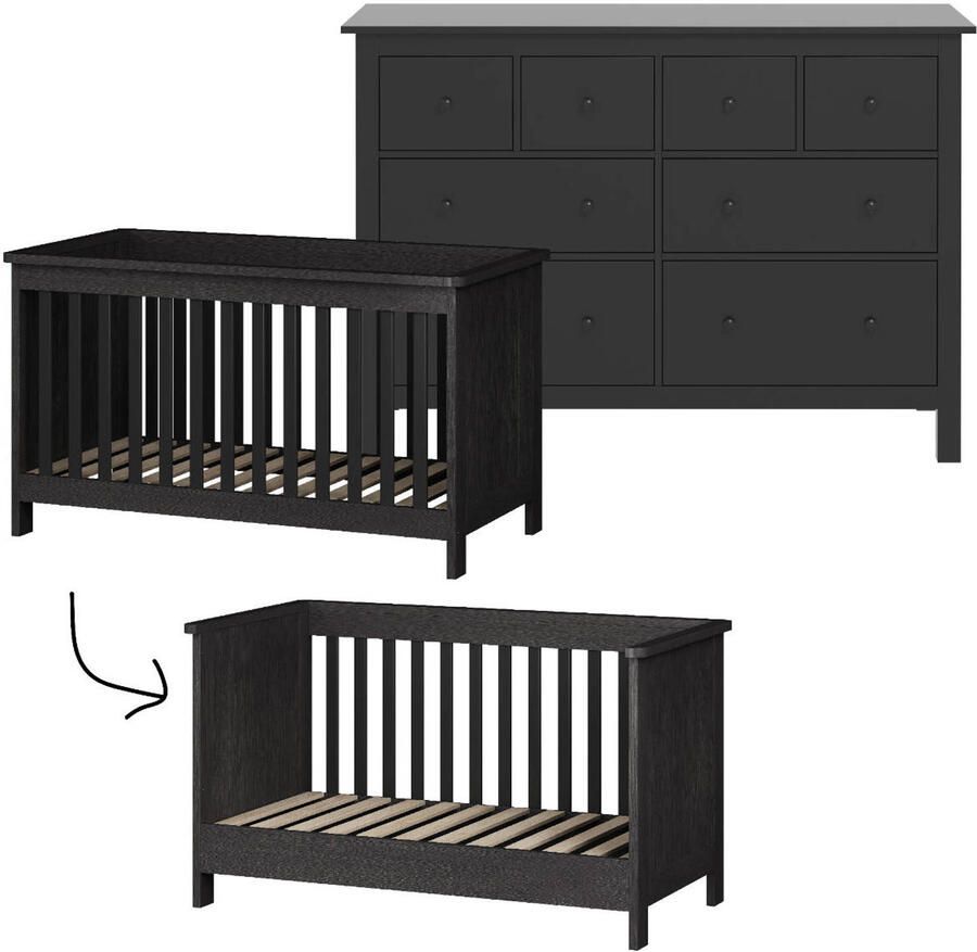 Cabino meegroei babykamer Bretagne Zwart (2-delig) - Foto 3