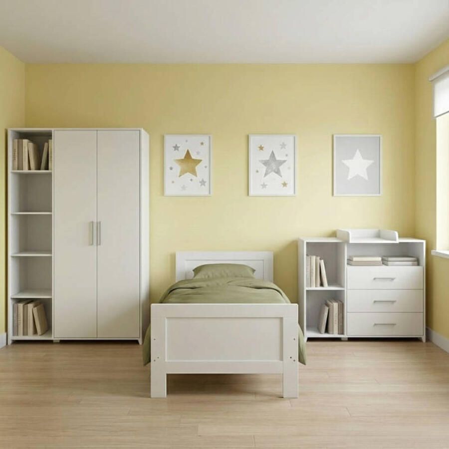 Born Lucky Tienerkamer Noel Wit 3 Delig met Commode Jim Wit en Lars Kledingkast Wit