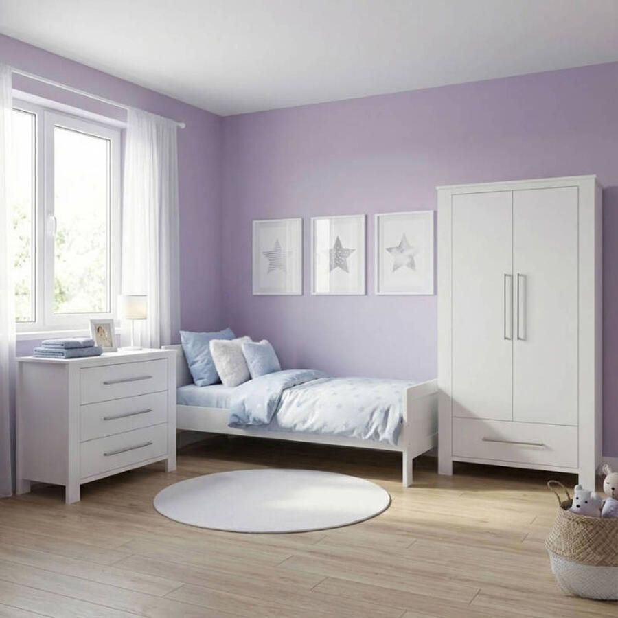 Born Lucky Tienerkamer Noel Wit 3 Delig met Noel Commode Wit en Noel Kledingkast Wit