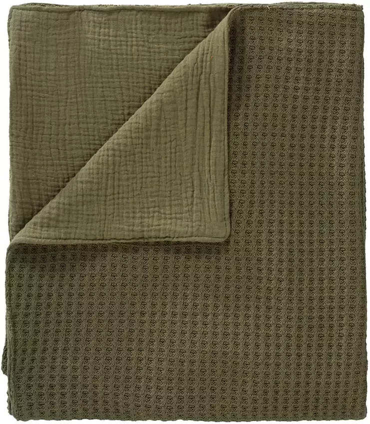 Cottonbaby baby wiegdeken wafel gebreid met Cottonsoft 75x90 cm kakigroen